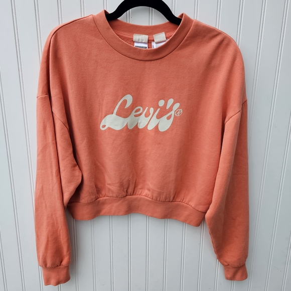 Levi's Slightky Cropped Coral/Peach Sweatshirt Womens Medium - Picture 1 of 2